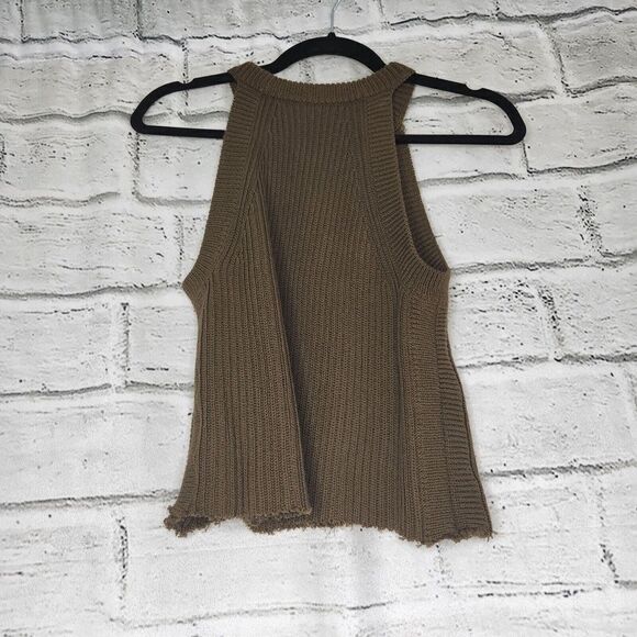 Madewell Valley Sweater Tank Ribbed Solid Brown Raw Hem Womens Size XS - Picture 5 of 7